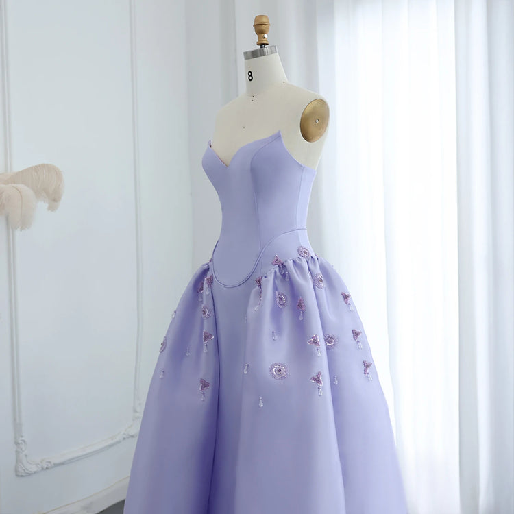 Vestido de Festa Luxo Romântico com Decoração em Cristais