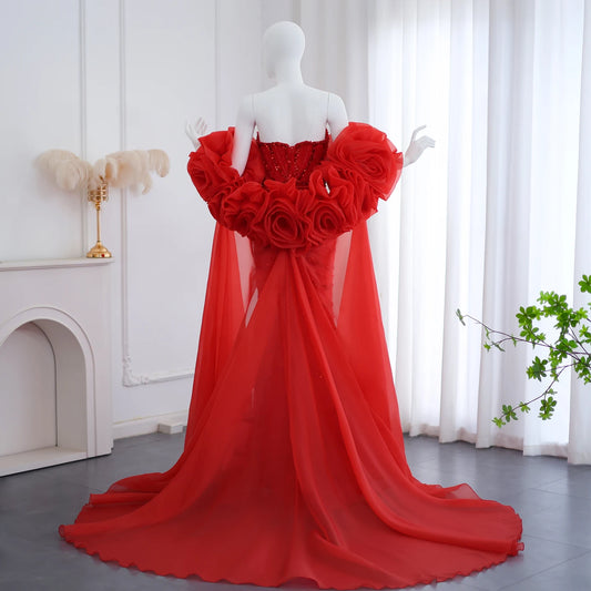 Vestido de Festa Luxo Etéreo com Acessório em Rosas