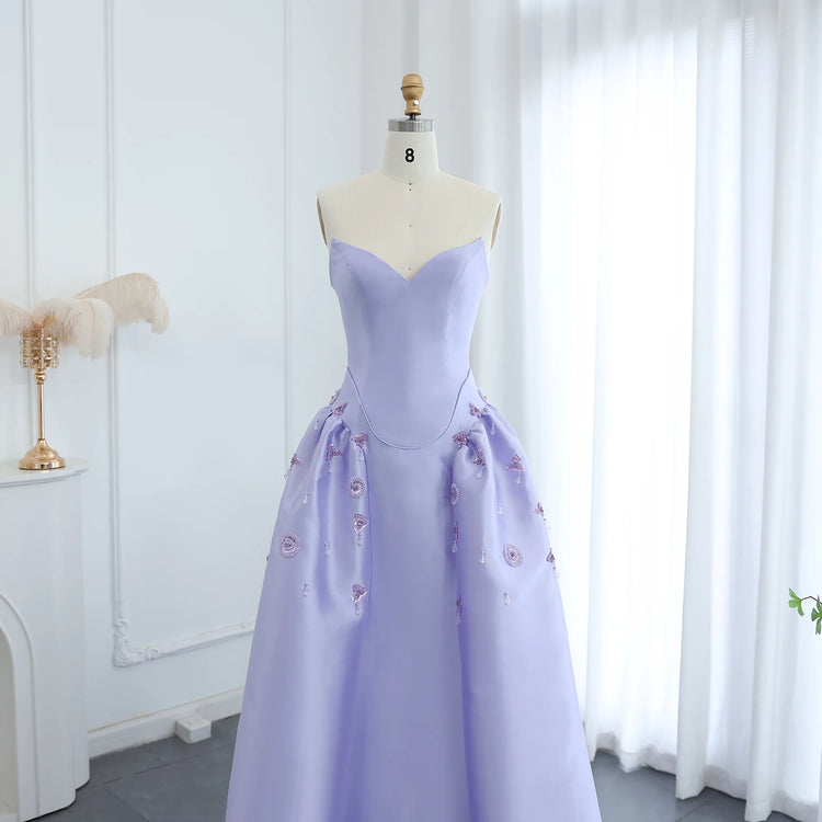 Vestido de Festa Luxo Romântico com Decoração em Cristais