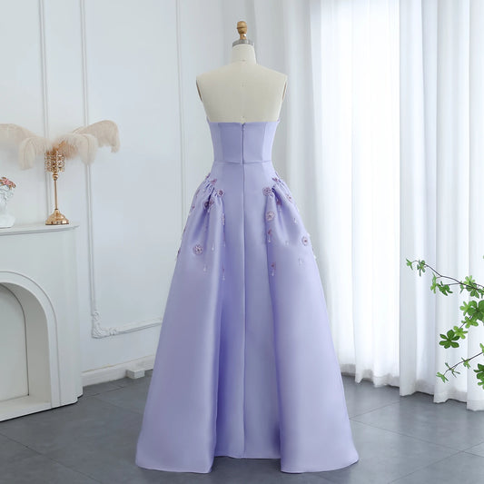 Vestido de Festa Luxo Romântico com Decoração em Cristais