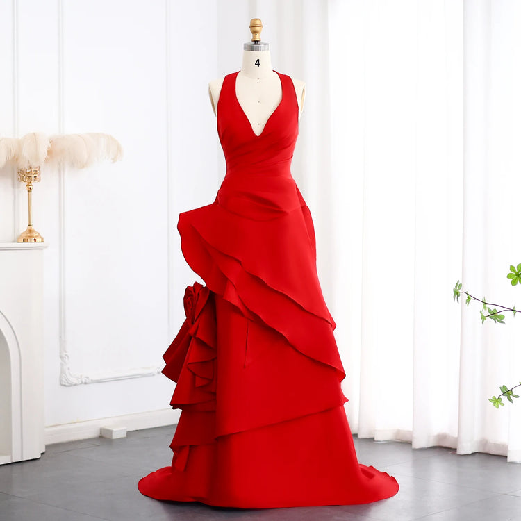 Vestido de Festa Pétalas Luxo Vermelho - Modelo Especial