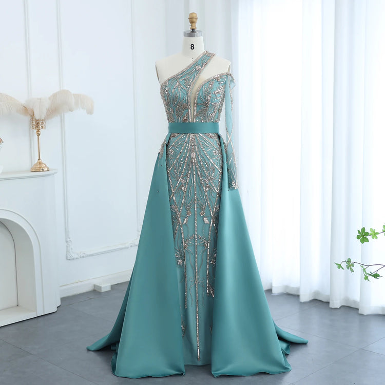 Vestido de Festa Luxo Royal com Corte Assimétrico