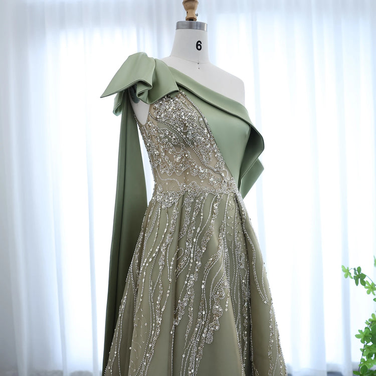 Vestido de Festa Longo Verde Oliva com Abertura Clássico - Modelo Especial