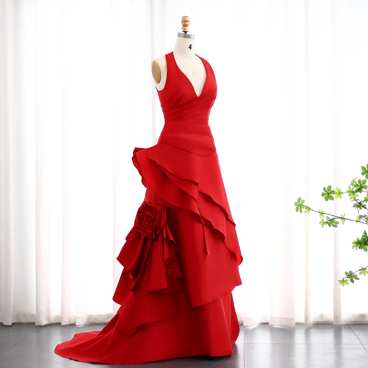 Vestido de Festa Pétalas Luxo Vermelho - Modelo Especial