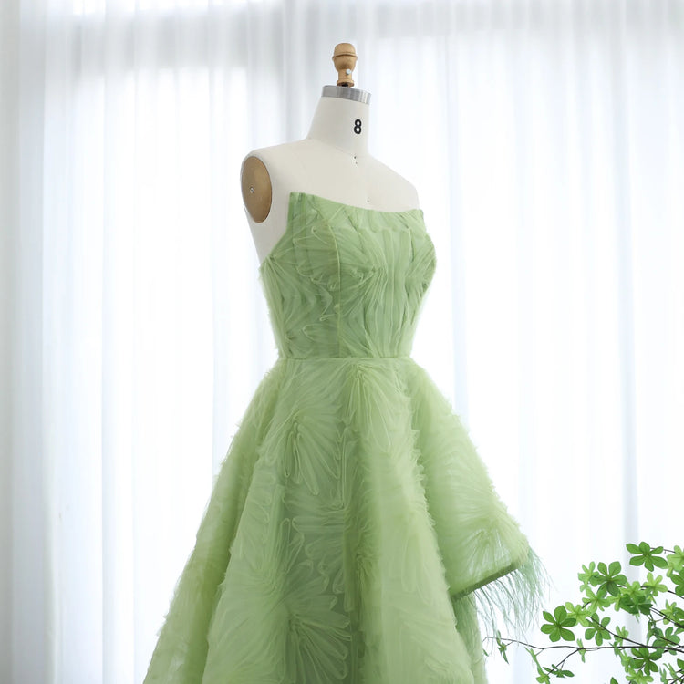 Vestido de Festa Verde Floral 3D Charmoso