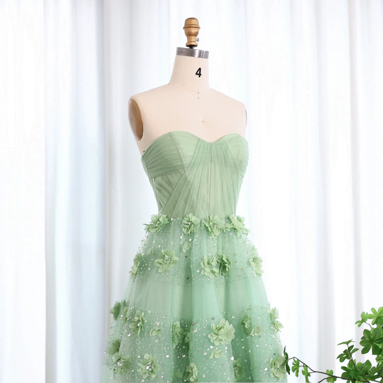 Vestido de Festa Longo com Flores 3D Elegante - Modelo Especial