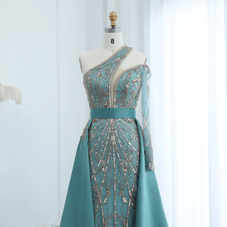 Vestido de Festa Luxo Royal com Corte Assimétrico