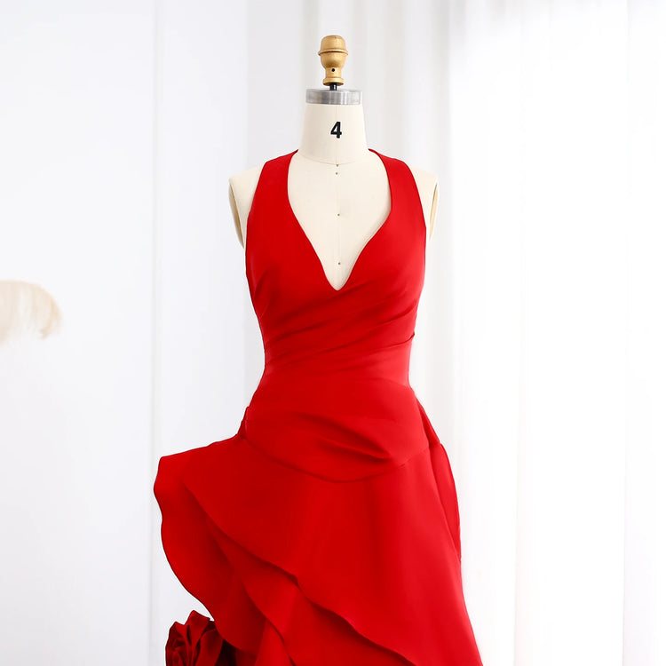 Vestido de Festa Pétalas Luxo Vermelho - Modelo Especial