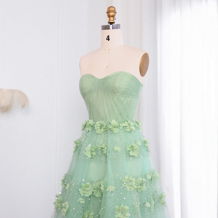 Vestido de Festa Longo com Flores 3D Elegante - Modelo Especial