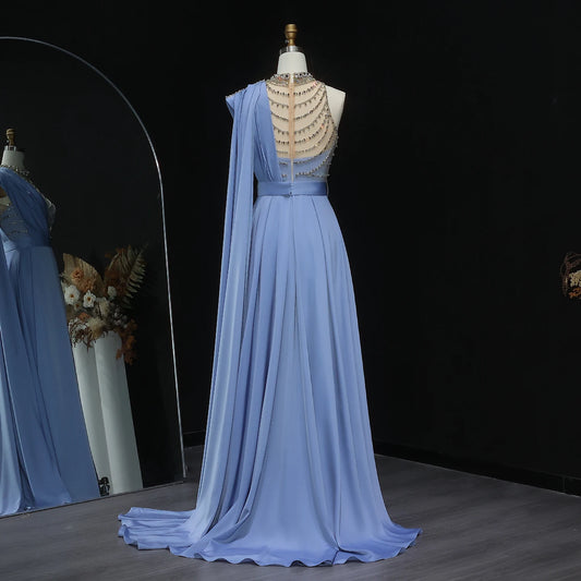 Vestido de Festa Luxo em Cetim e Jóias
