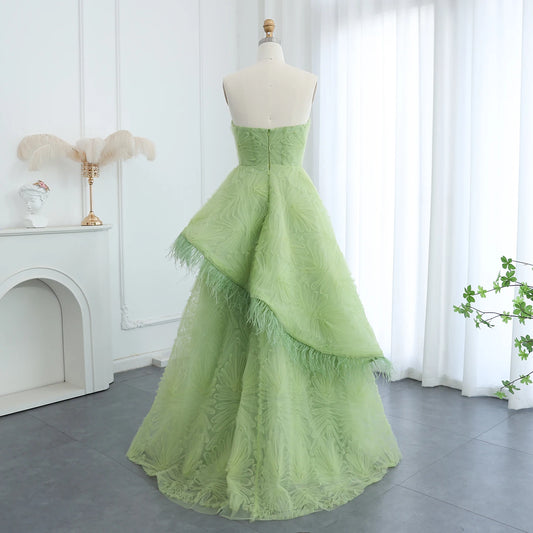 Vestido de Festa Verde Floral 3D Charmoso