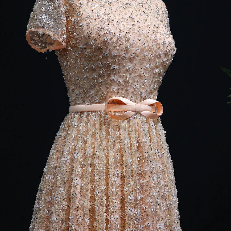 Vestido de Festa Luxo Clássico Cravejado em Cristais